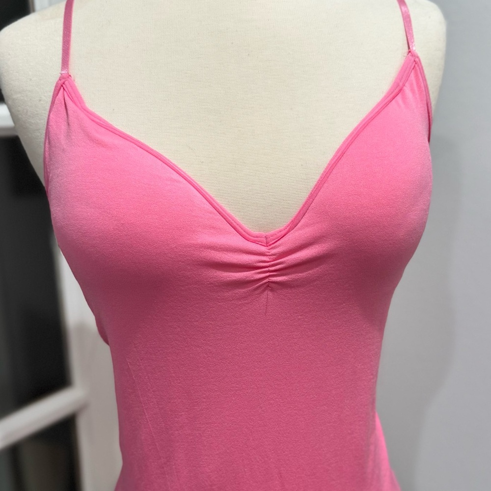 Poof! Pink Ruched V-Neck Camisole Top
